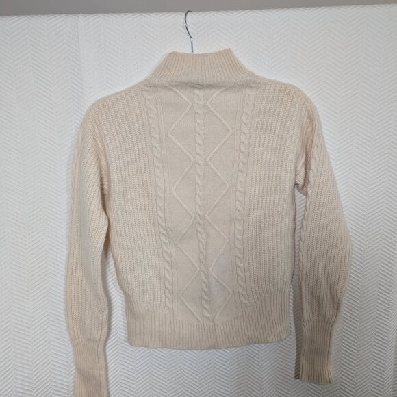Cynthia Rowley 100% 2 ply cashmere sweater cream cable knit quiet luxury Small - Picture 6 of 10